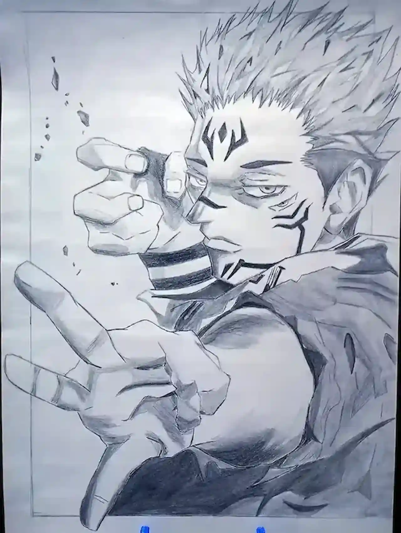 Desenho de personagem de anime chamado Sukuna