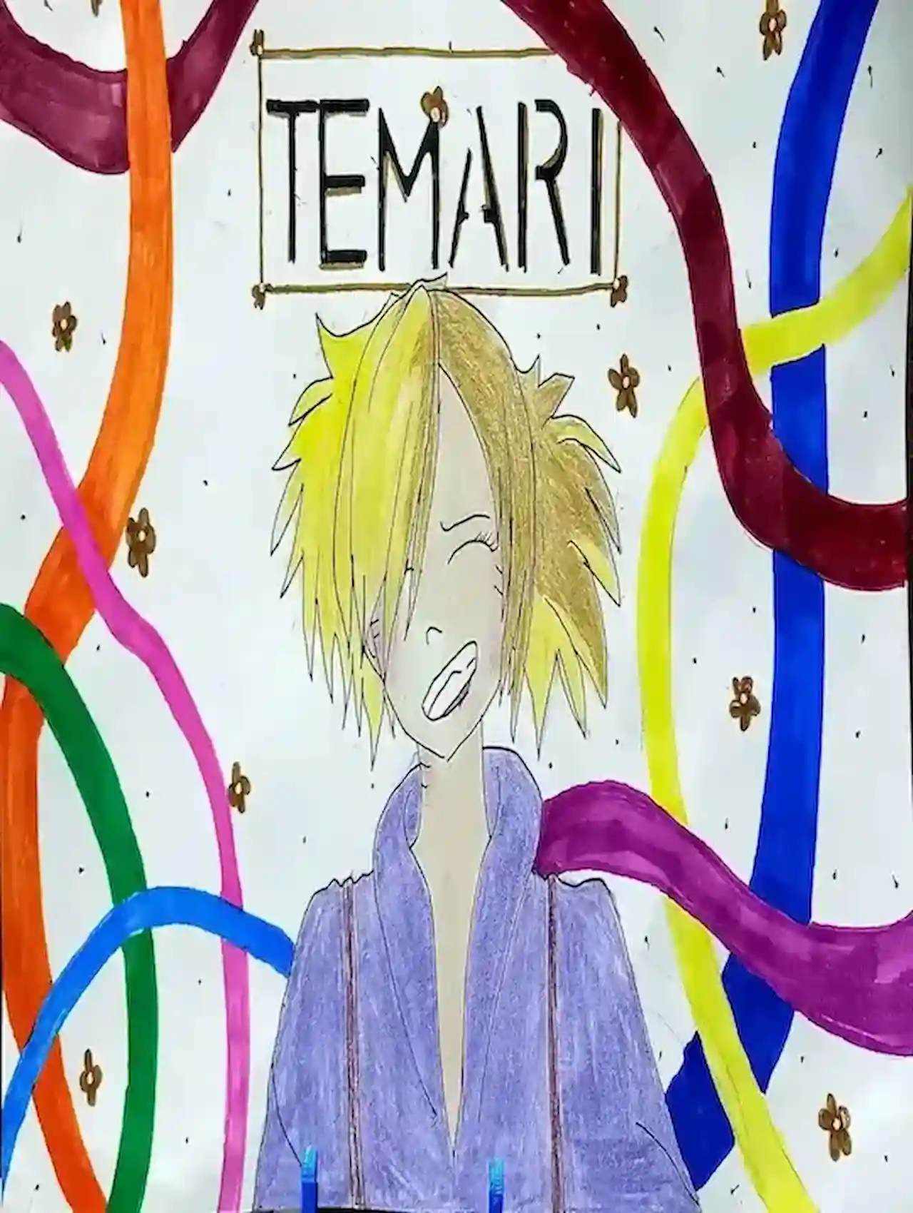 Desenho de personagem feminina de Naruto com traços delicados