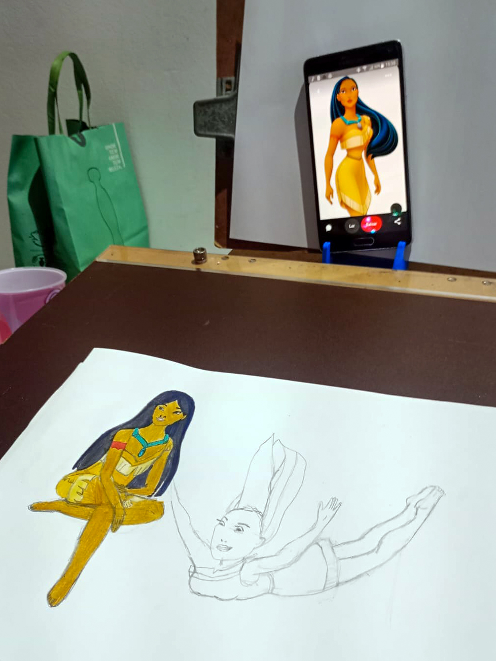 Desenho de Pocahontas com estilo realista